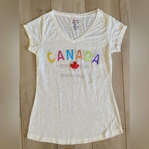 Women's Tee with Colorful Canada Design